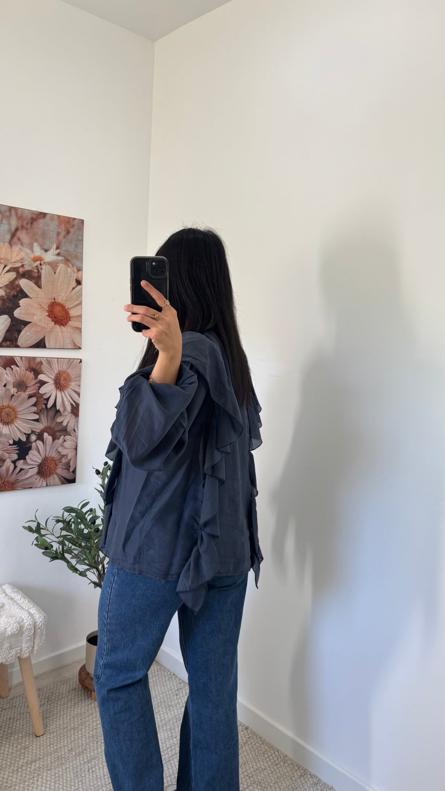 Chemise volantée - bleu