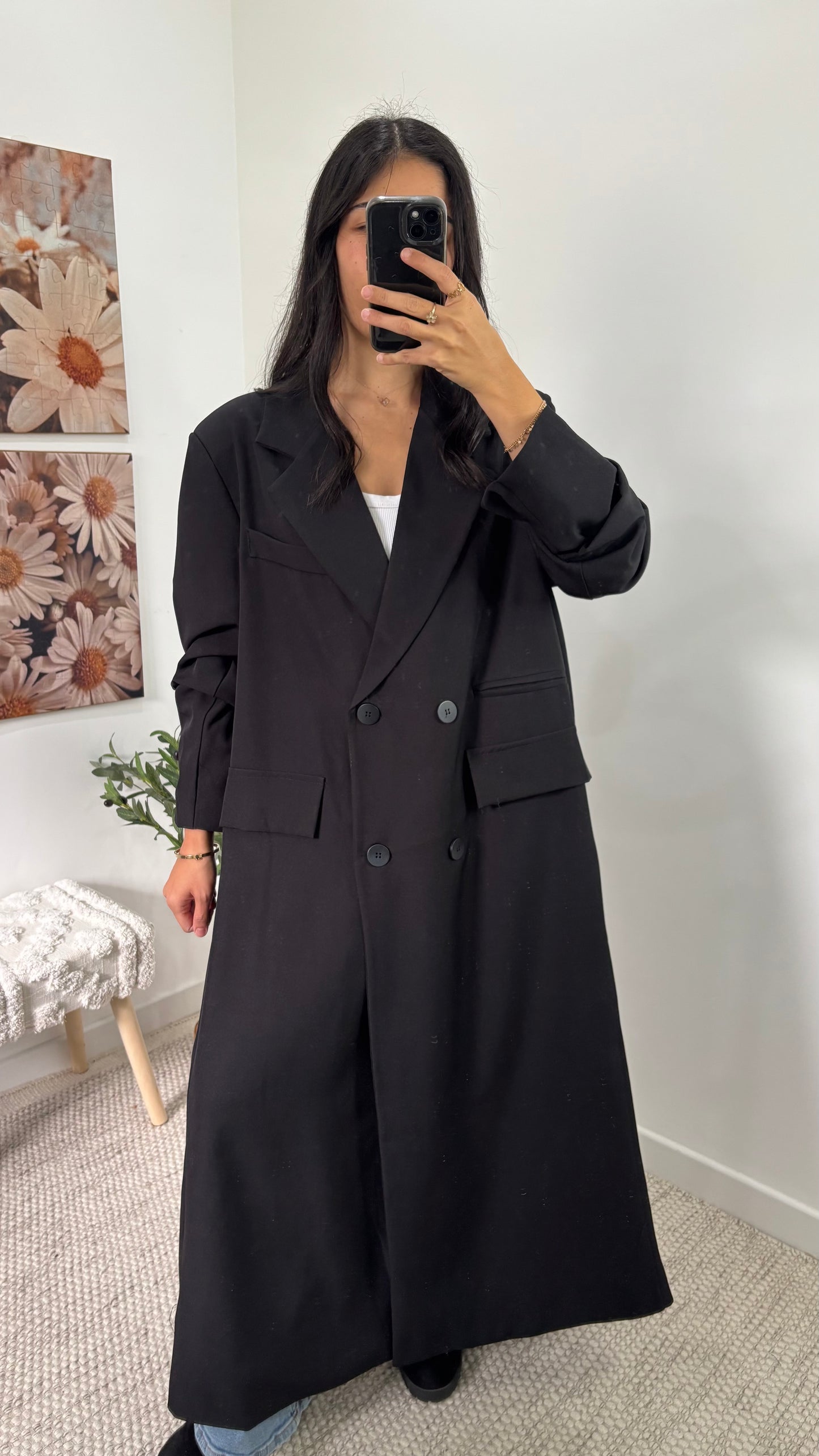 Veste blazer long - Noir