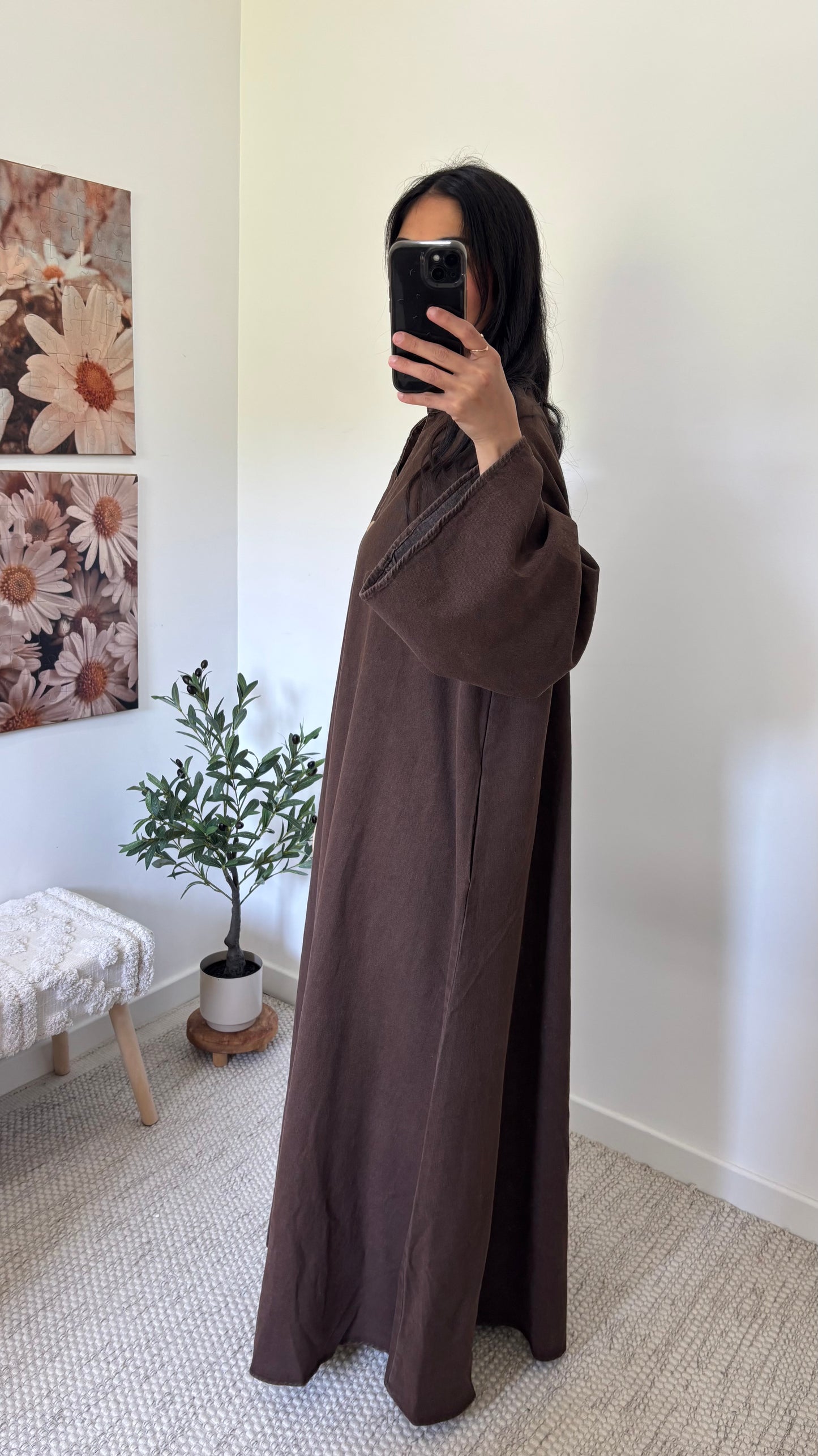 Robe jean longue - marron