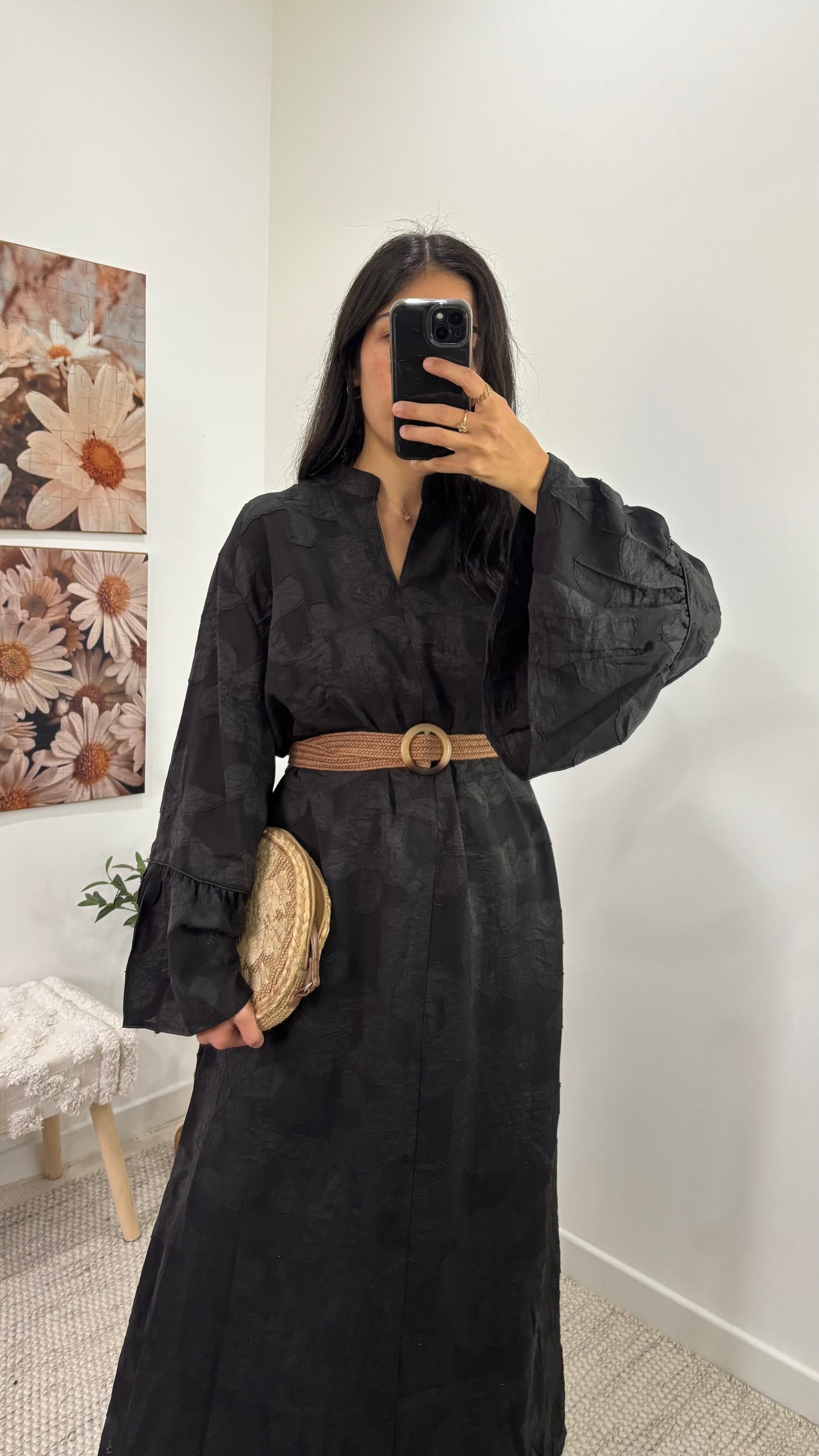 Robe fleurie - Noir
