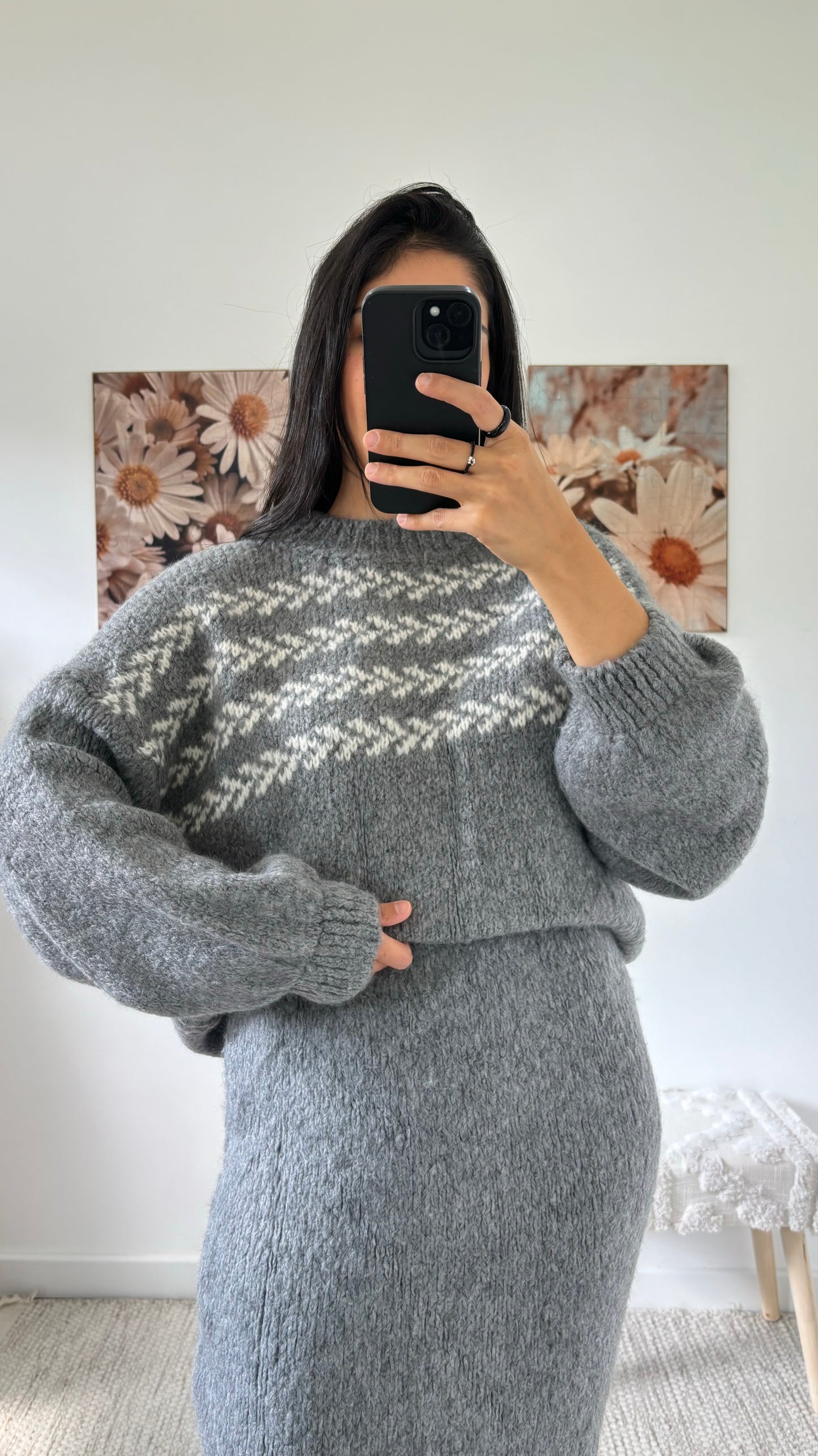 Pull maille gris