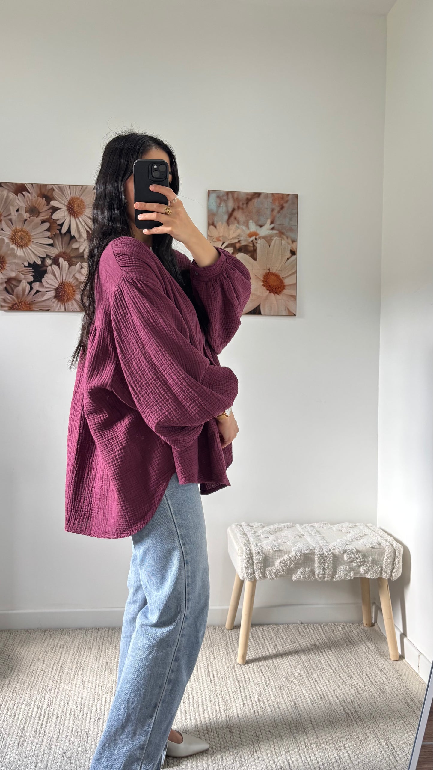 Chemise gaze bordeaux