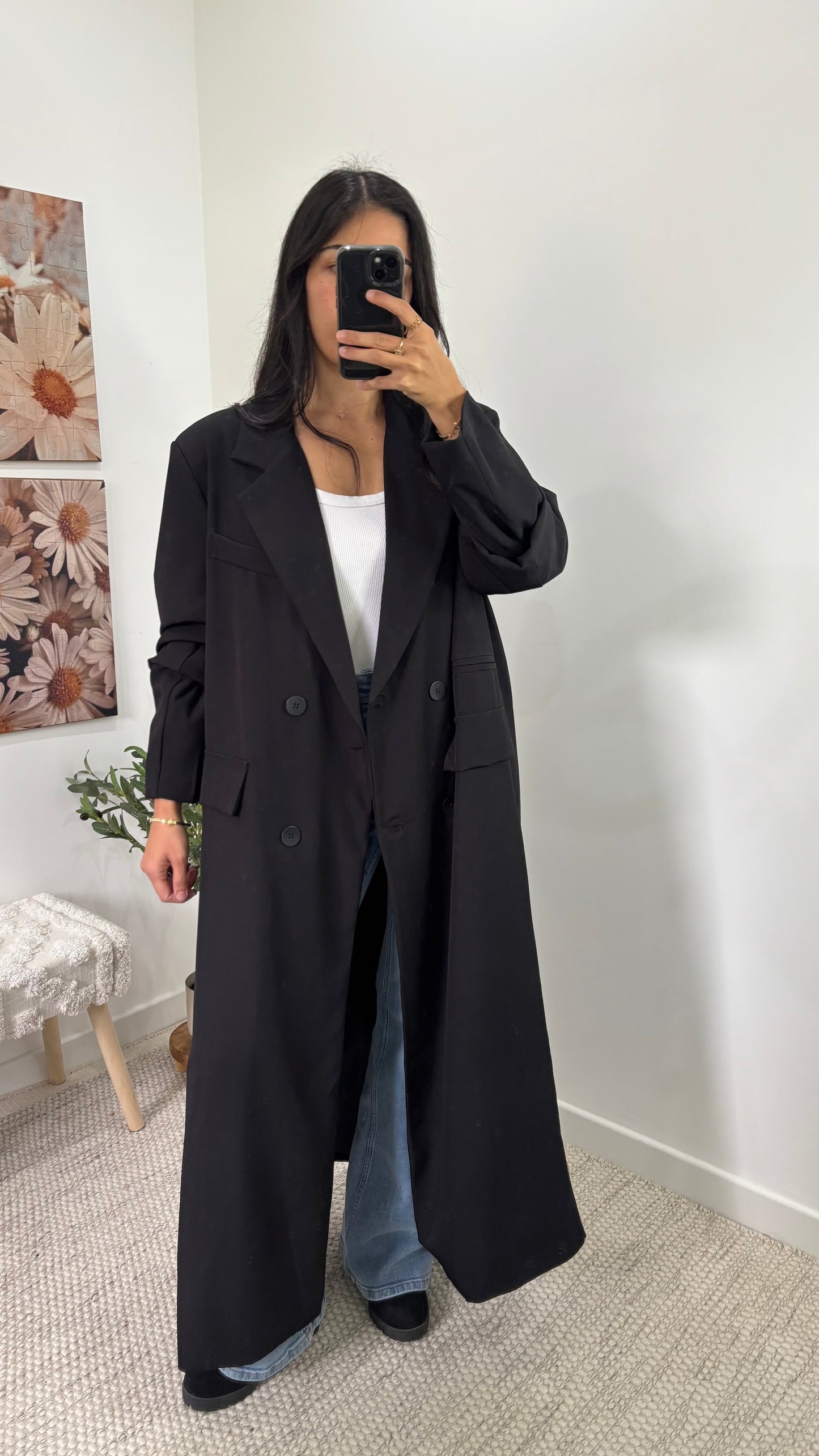 Veste blazer long - Noir