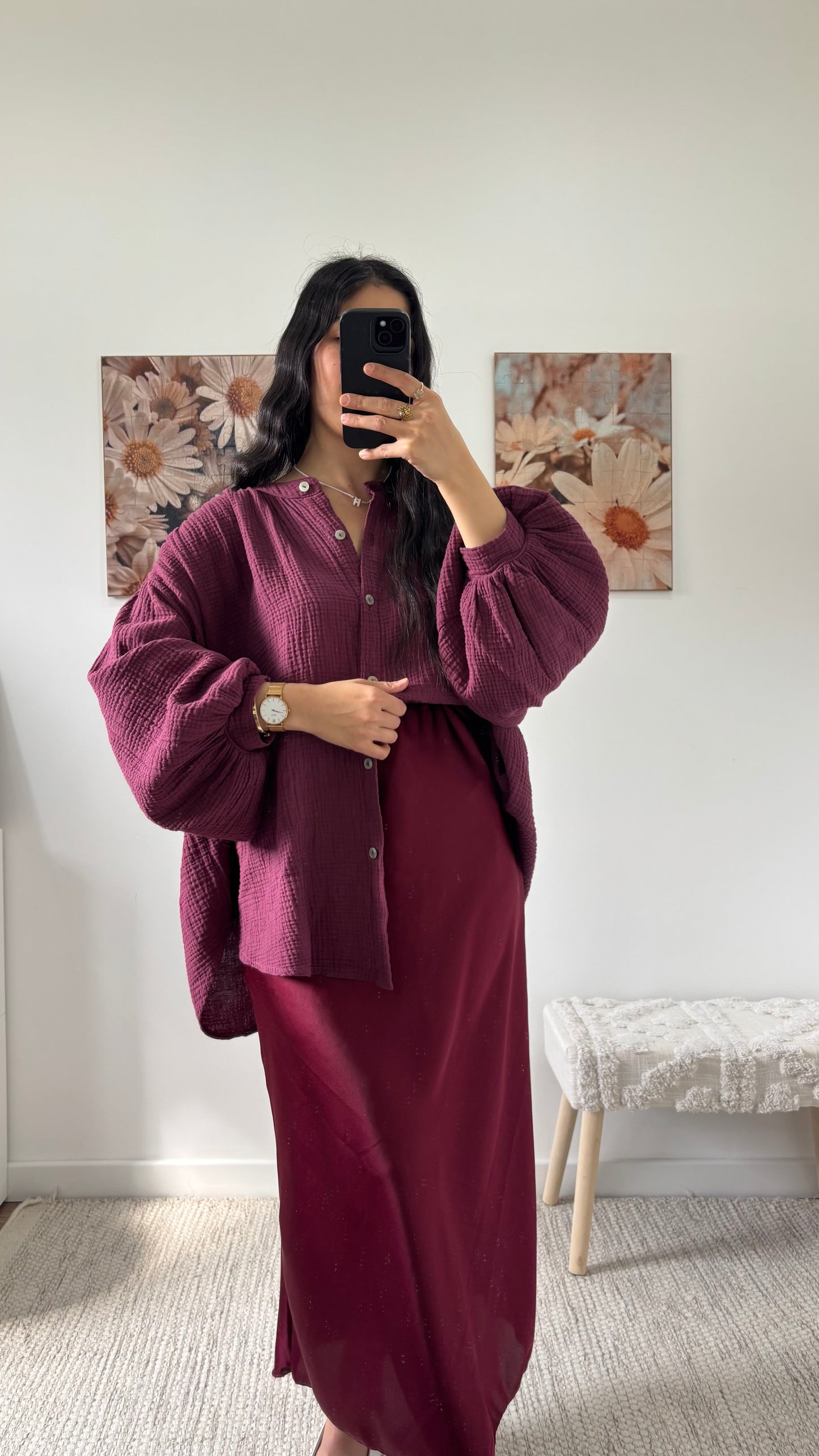 Chemise gaze bordeaux