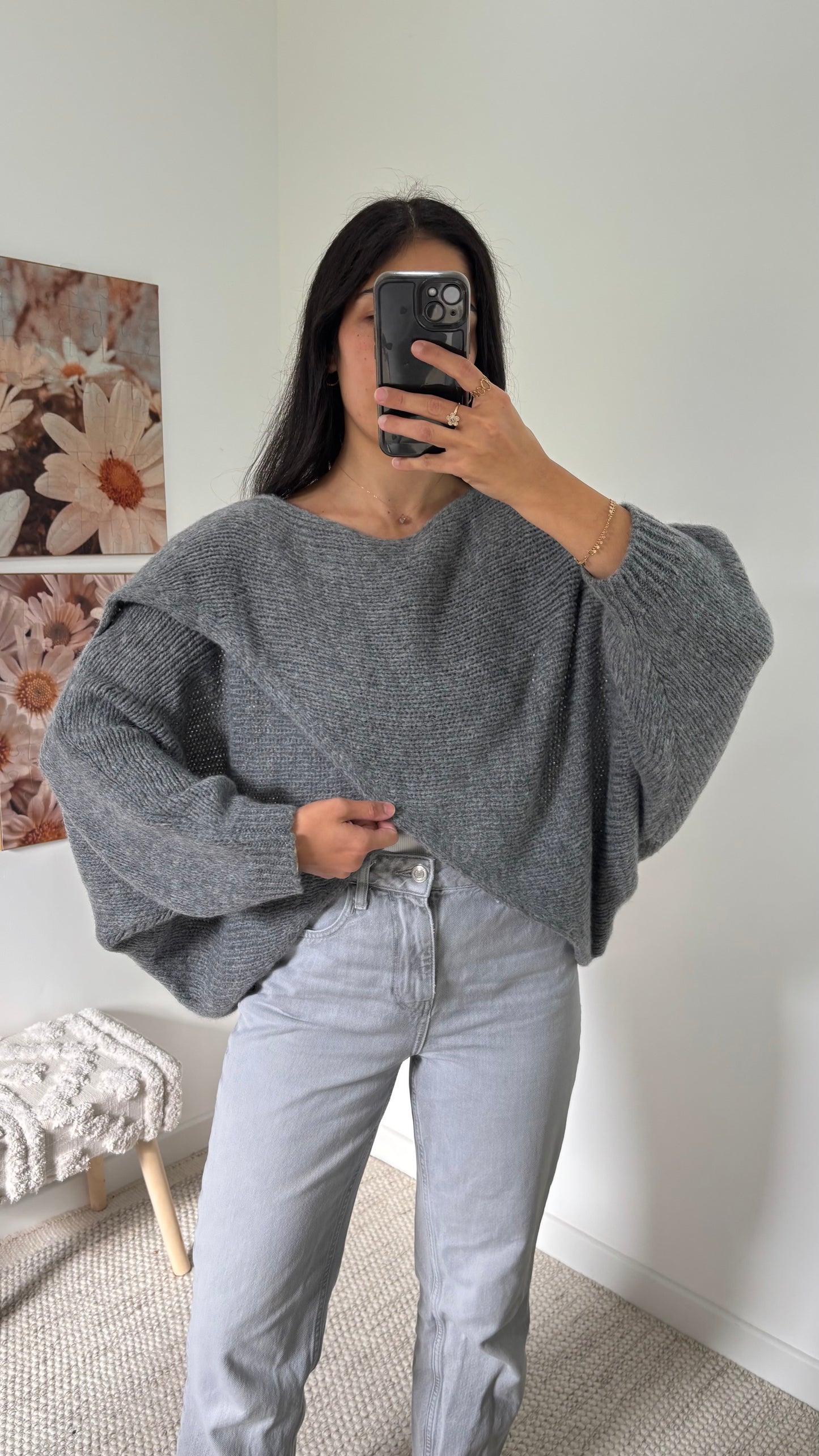Pull croisé - Gris