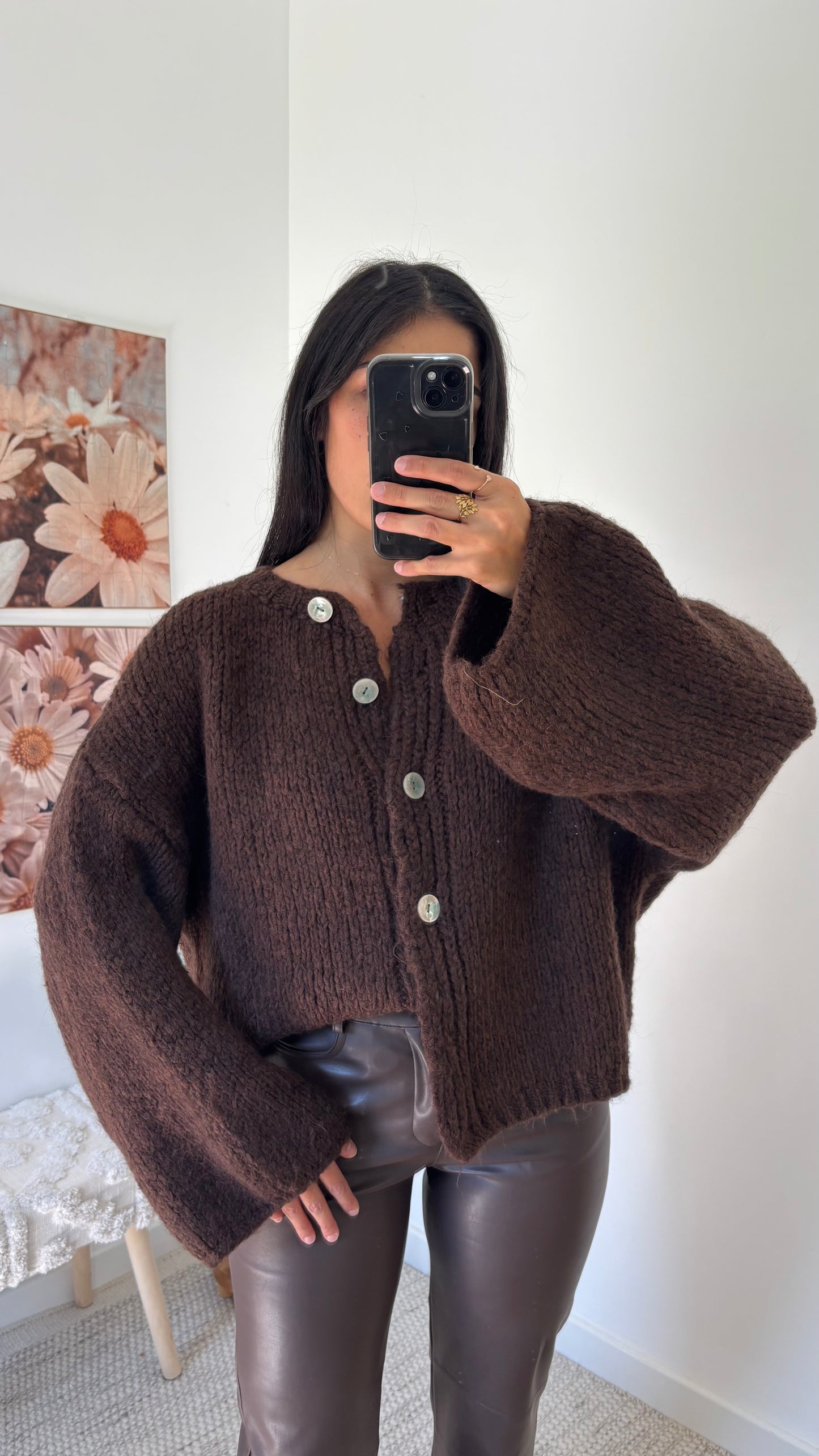 Cardigan boutonné chocolat