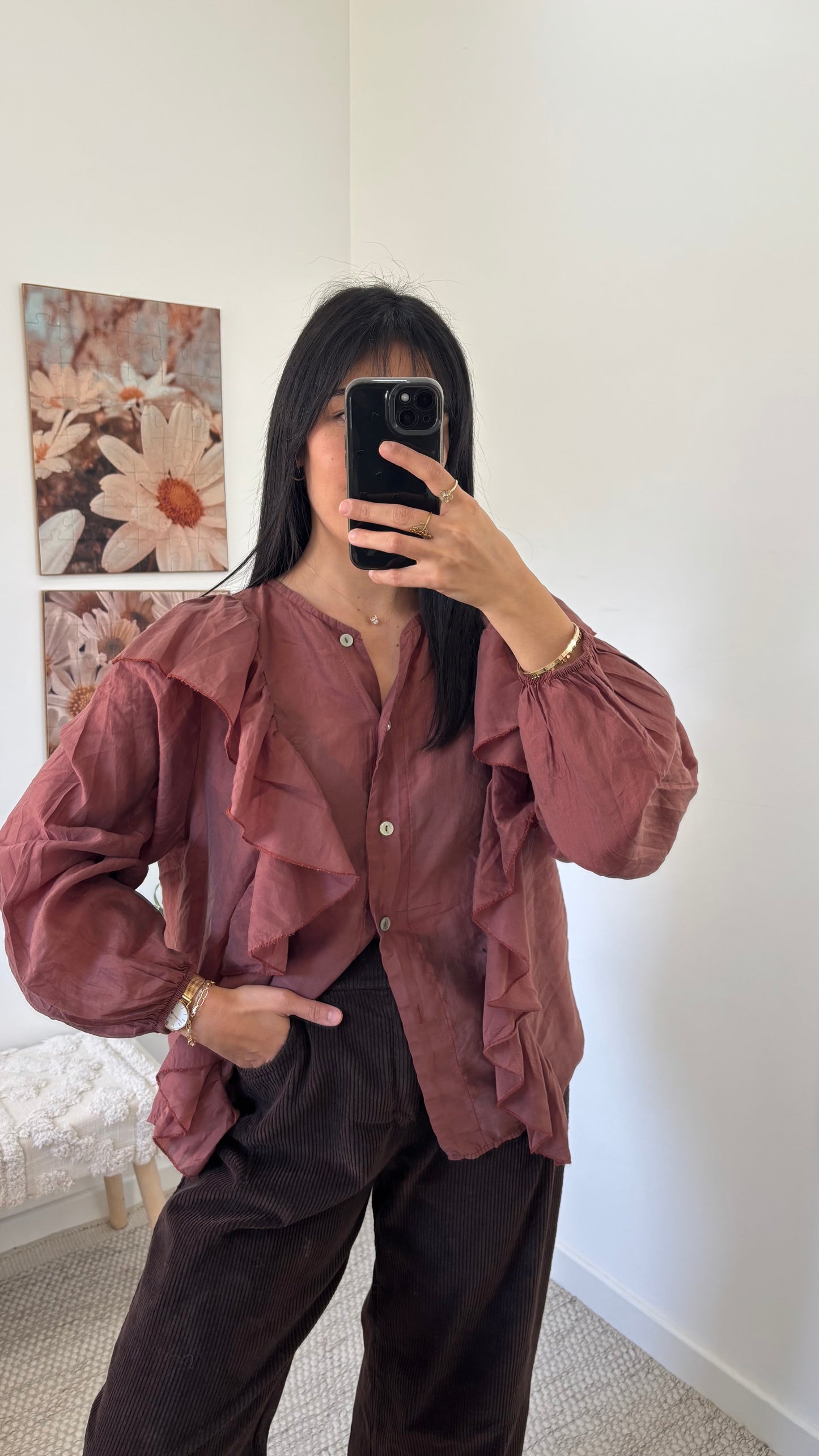 Chemise volantée - rouille