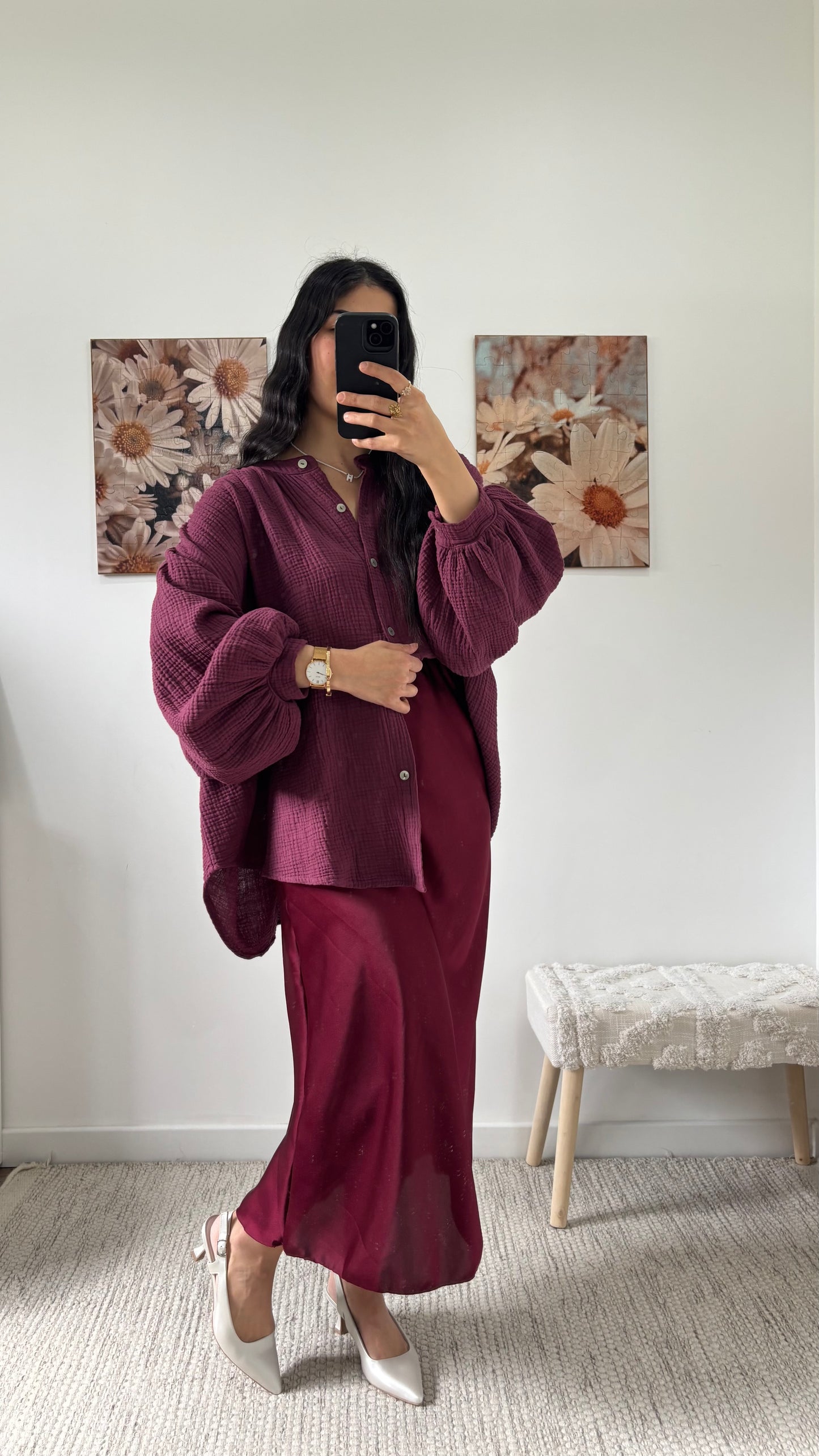 Chemise gaze bordeaux