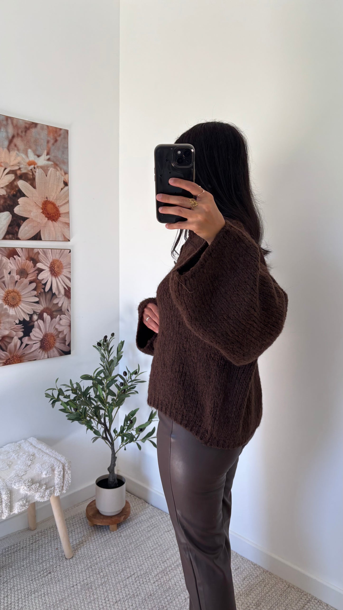 Cardigan boutonné chocolat