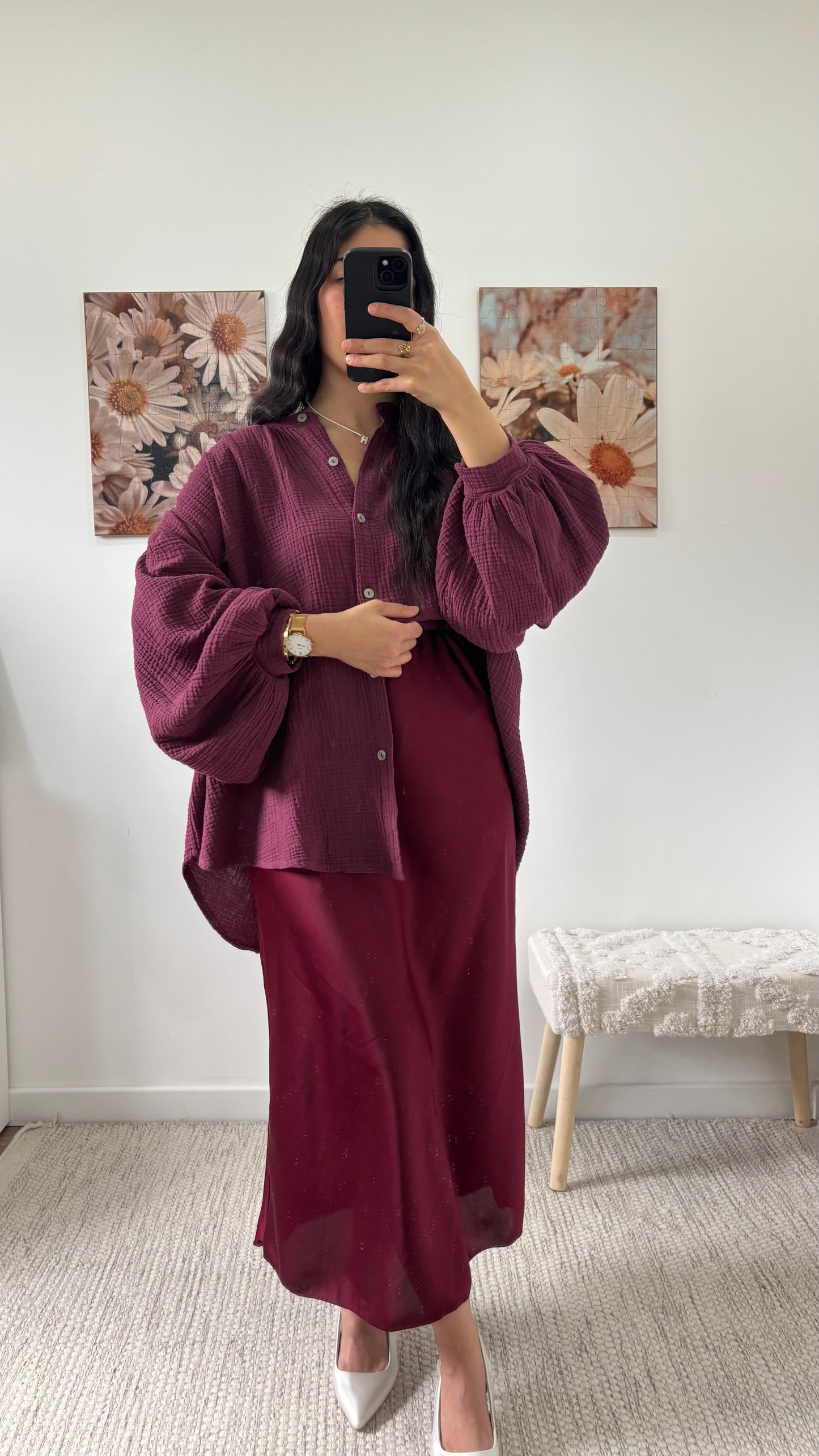 Chemise gaze bordeaux