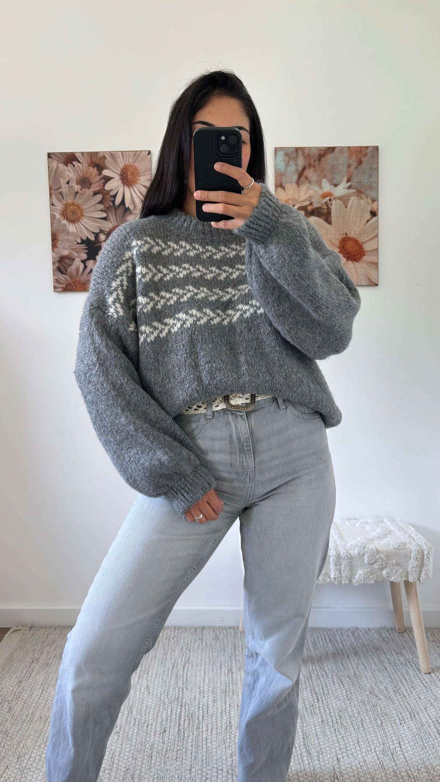 Pull maille gris