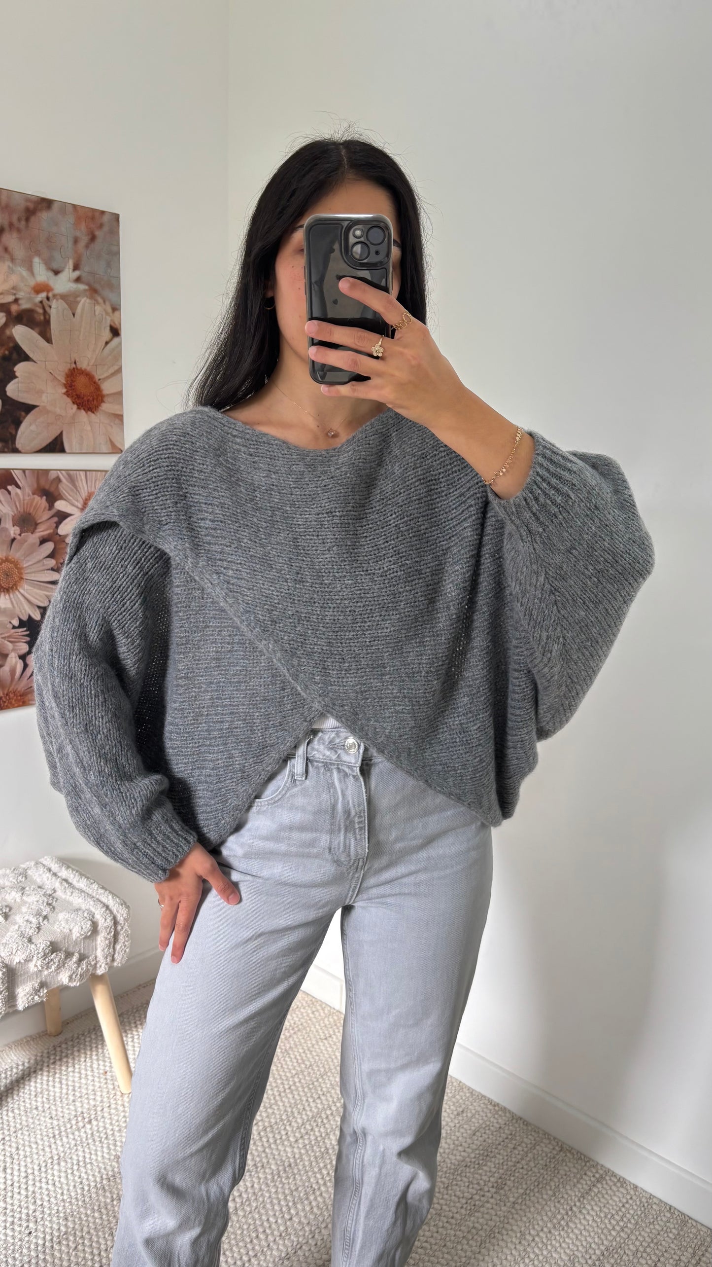 Pull croisé - Gris