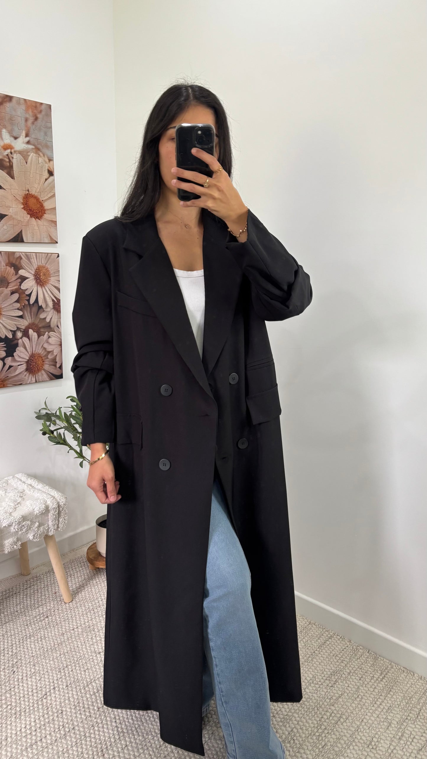 Veste blazer long - Noir