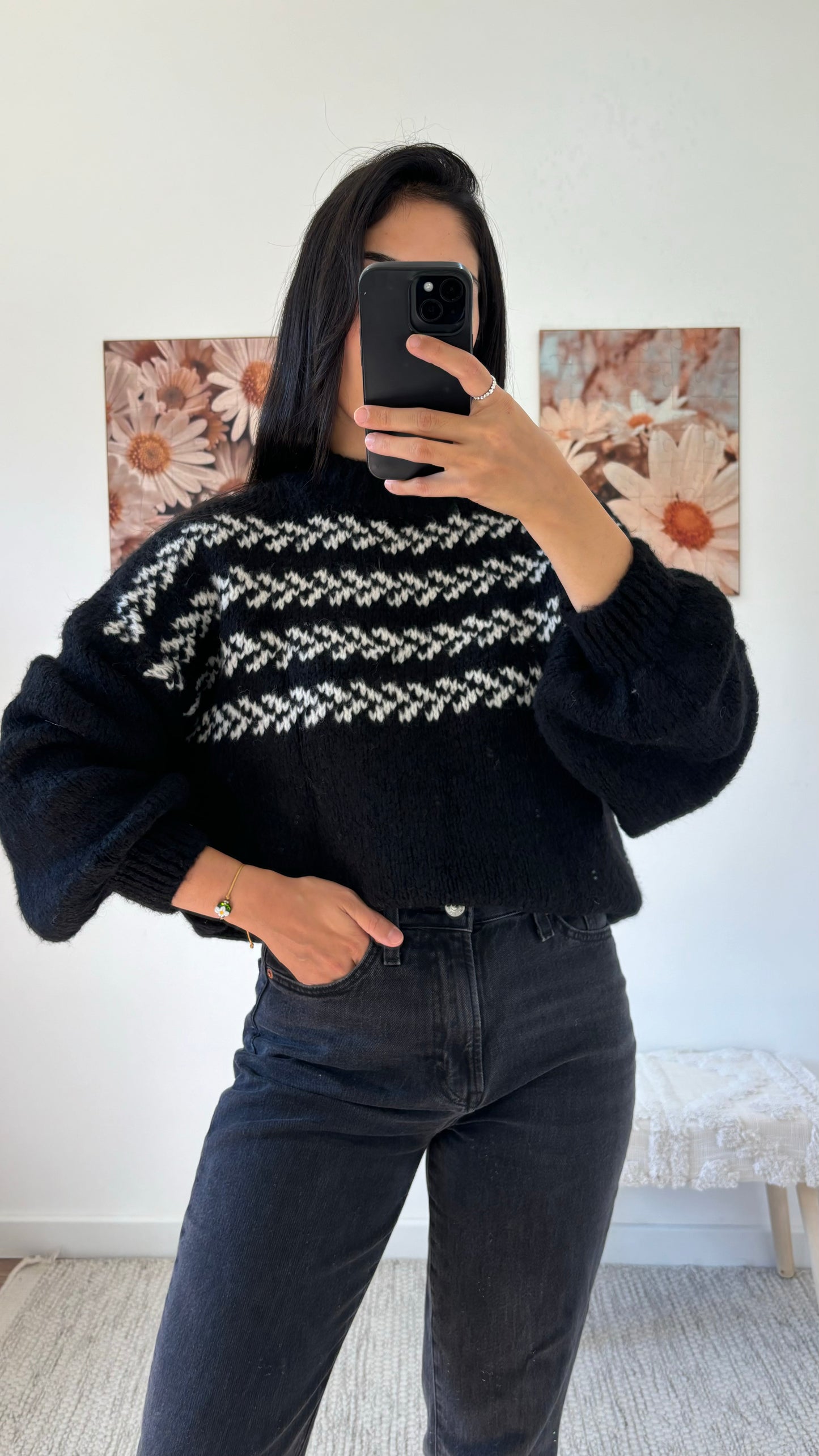 Pull maille noir