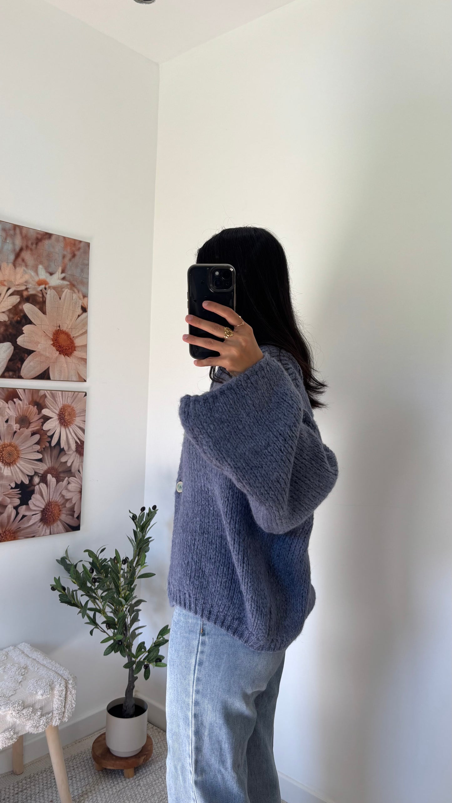 Cardigan boutonné bleu