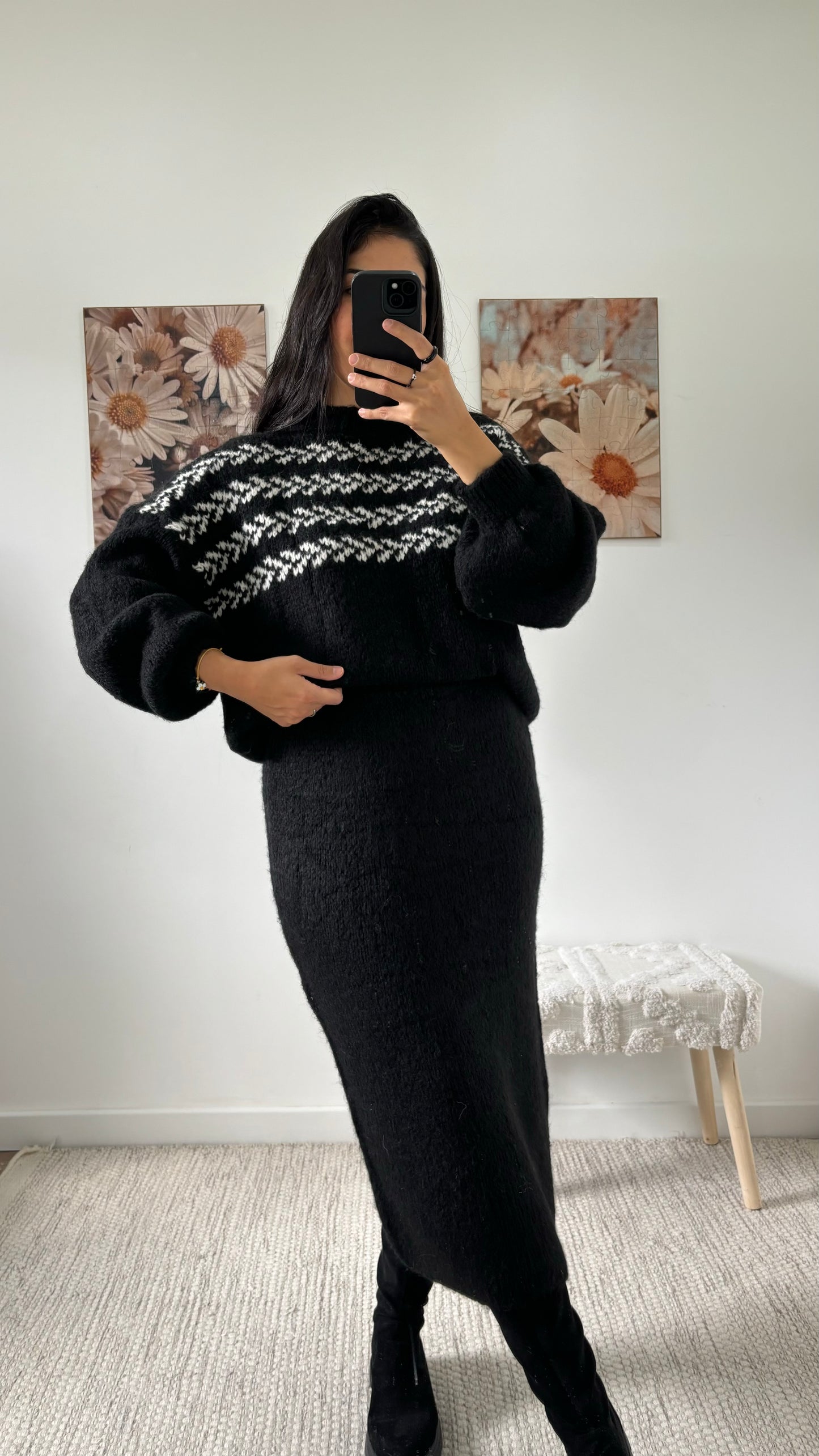 Pull maille noir