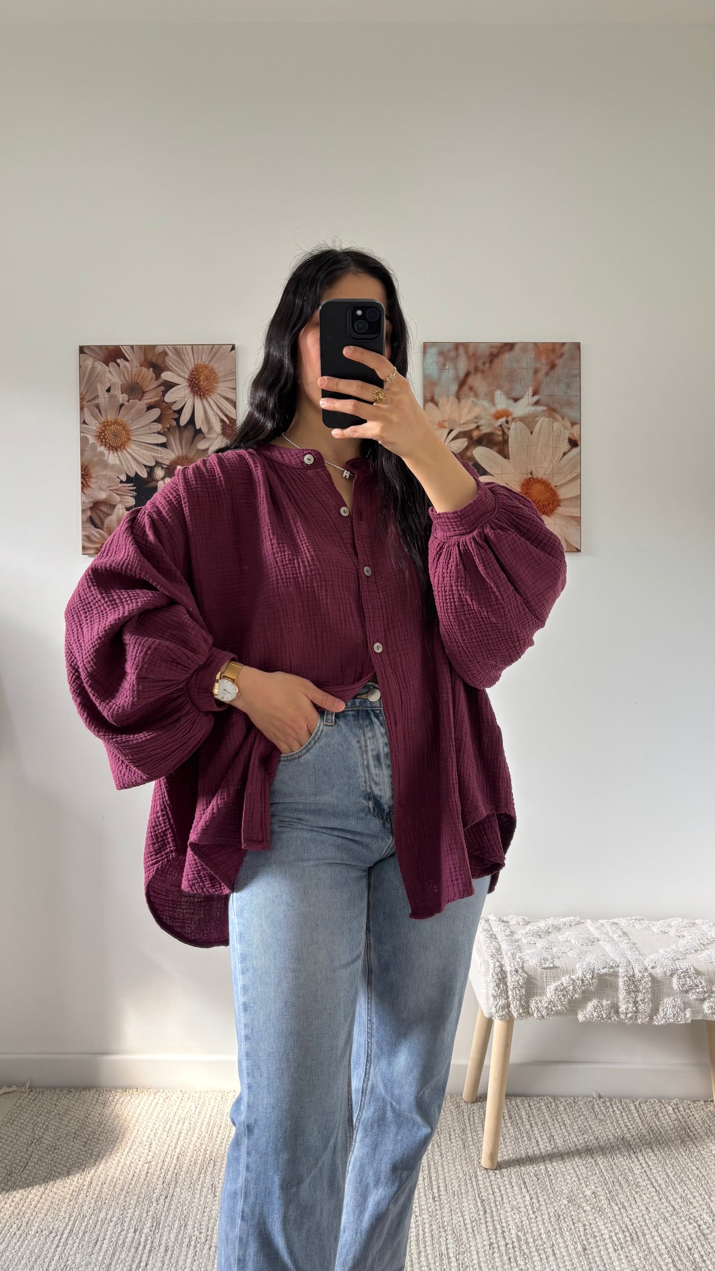 Chemise gaze bordeaux