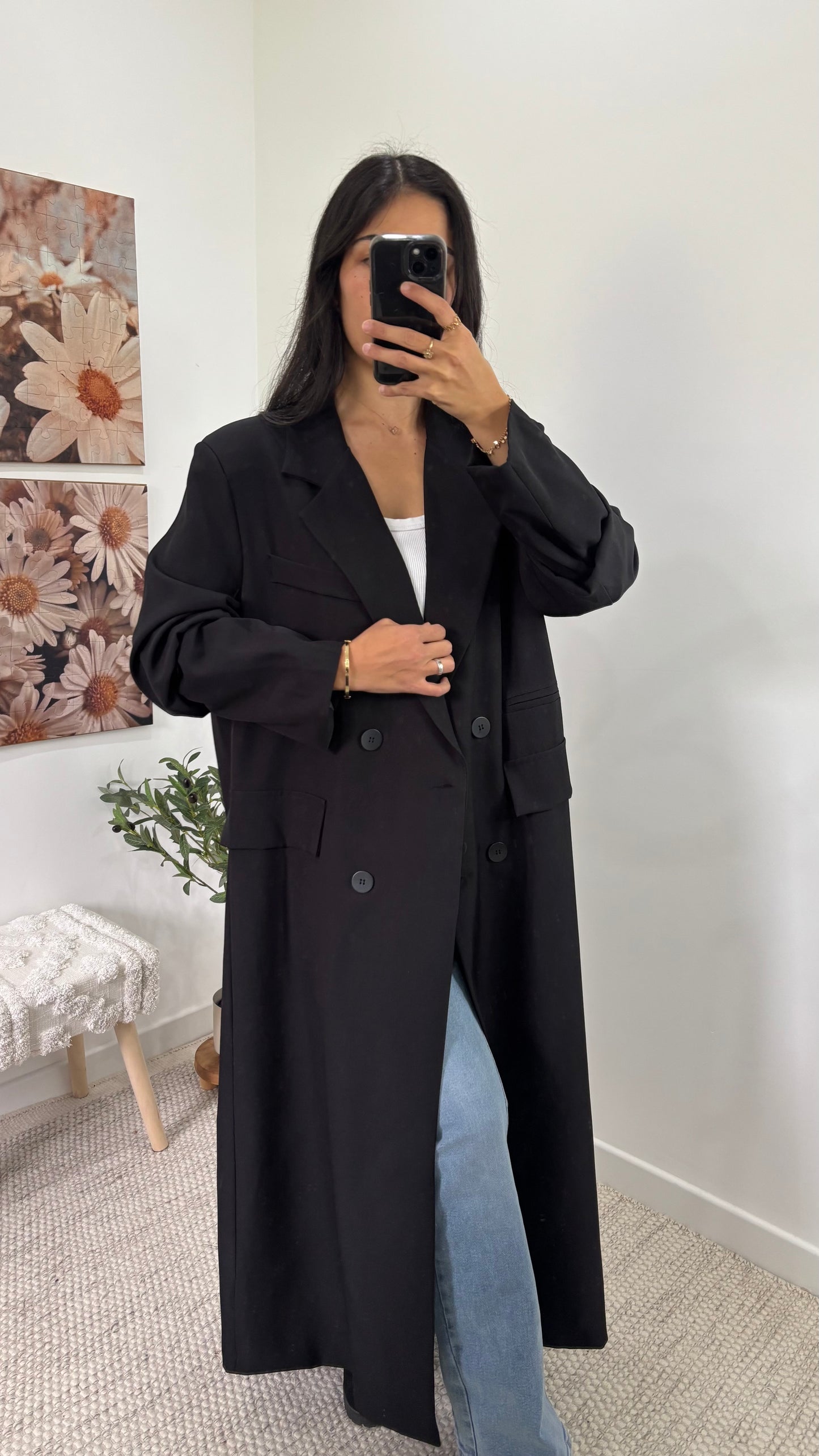 Veste blazer long - Noir
