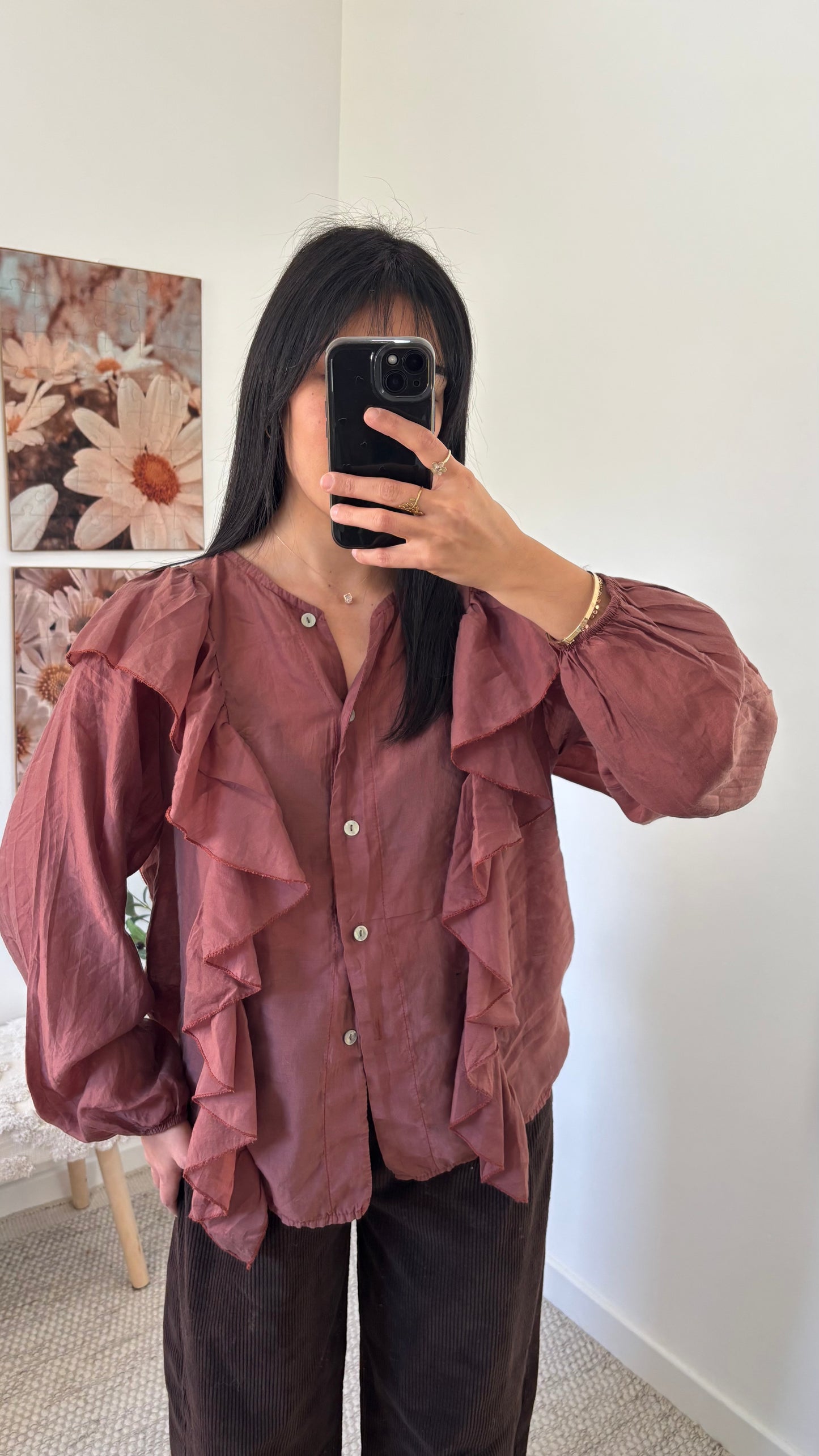 Chemise volantée - rouille