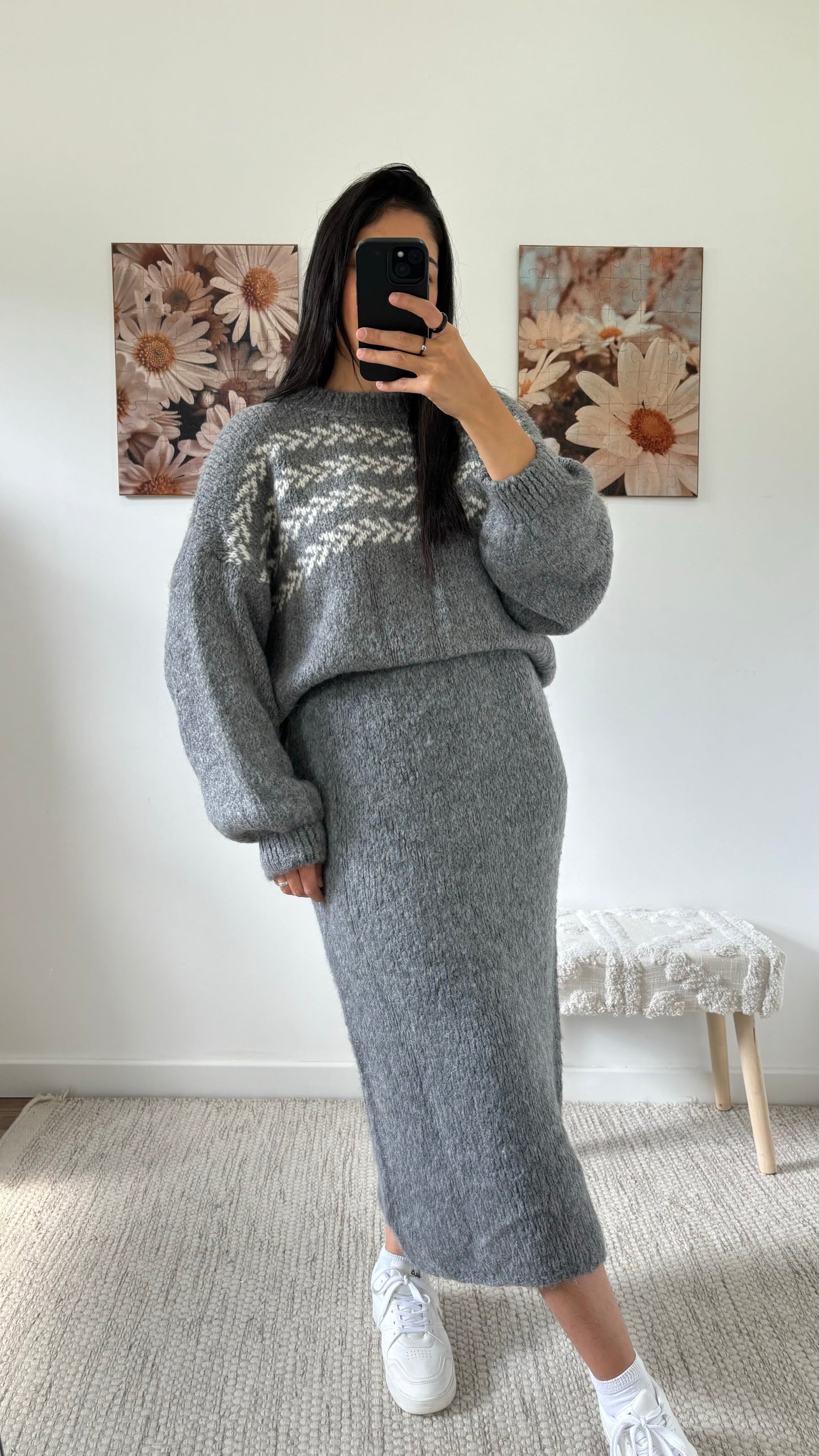 Pull maille gris