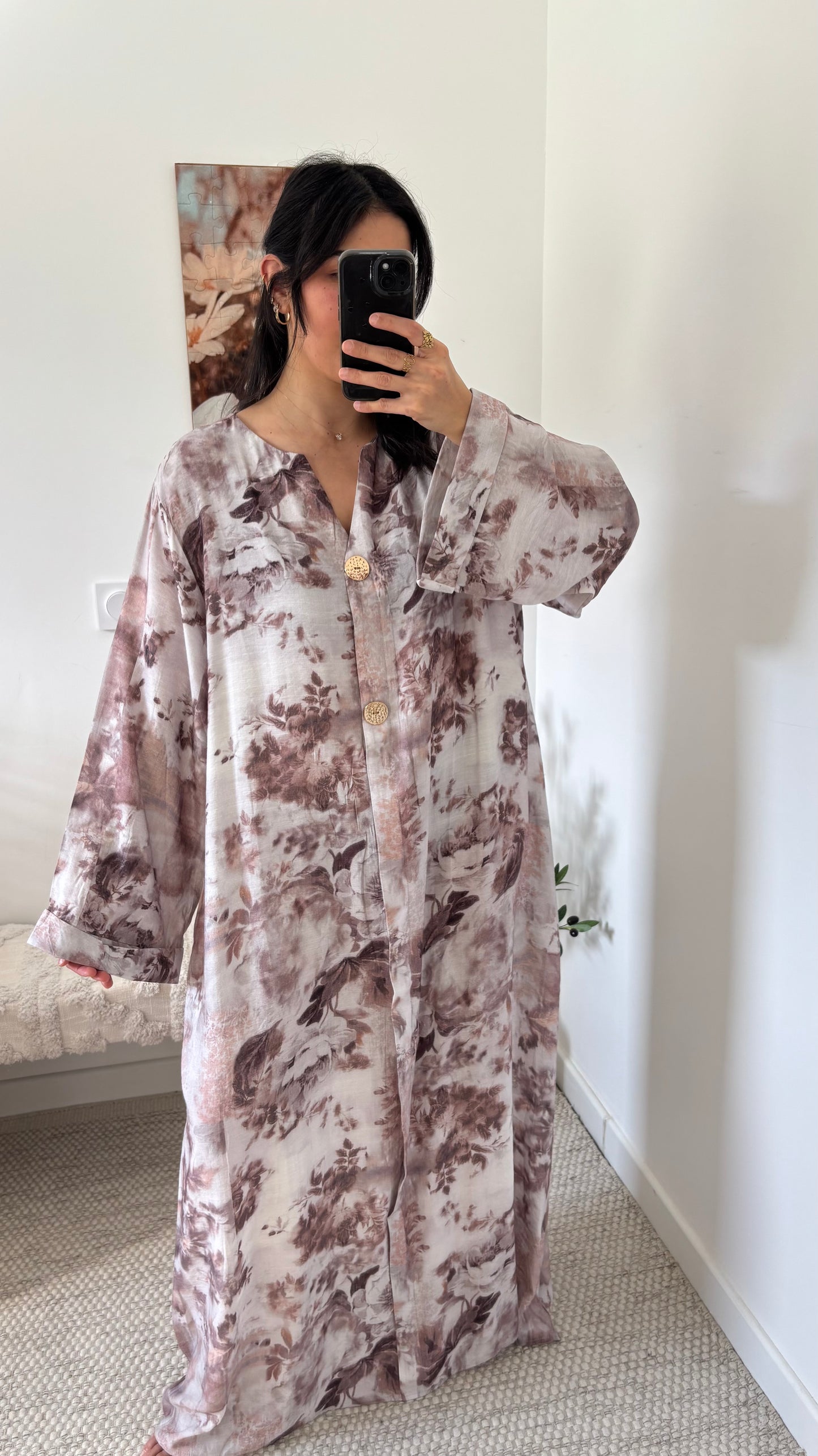 Robe fleurie taupe