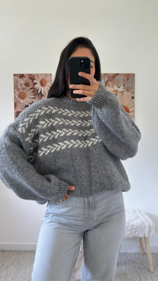 Pull maille gris