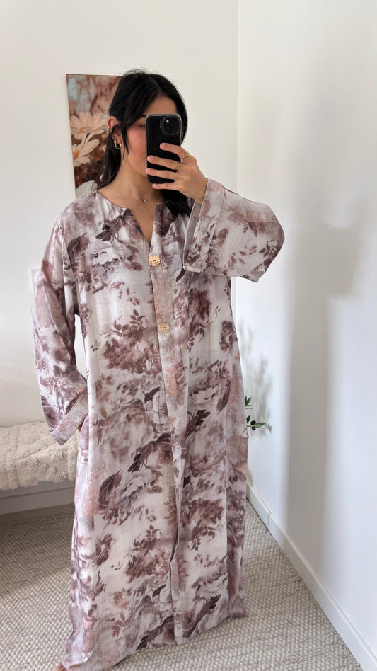 Robe fleurie taupe