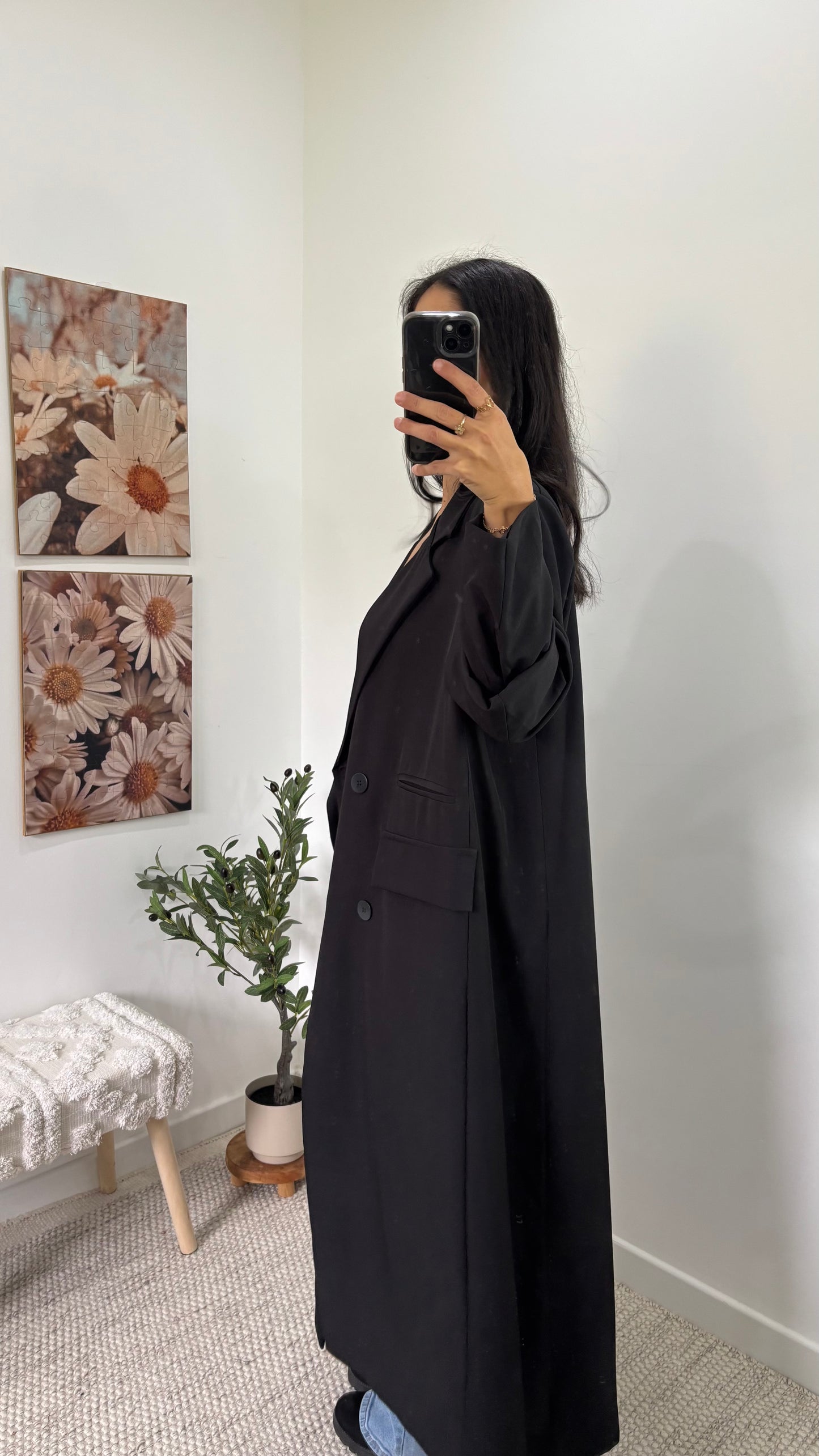 Veste blazer long - Noir