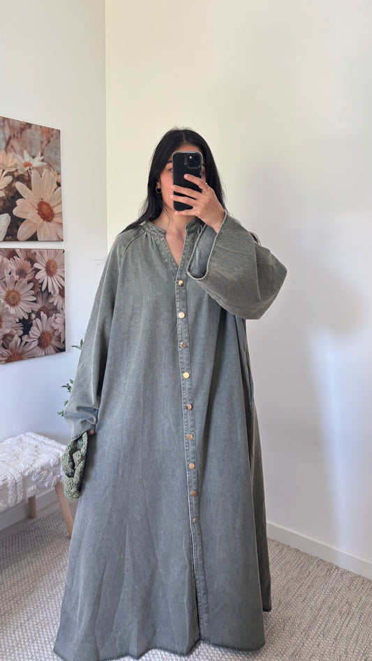 Robe jean longue - kaki