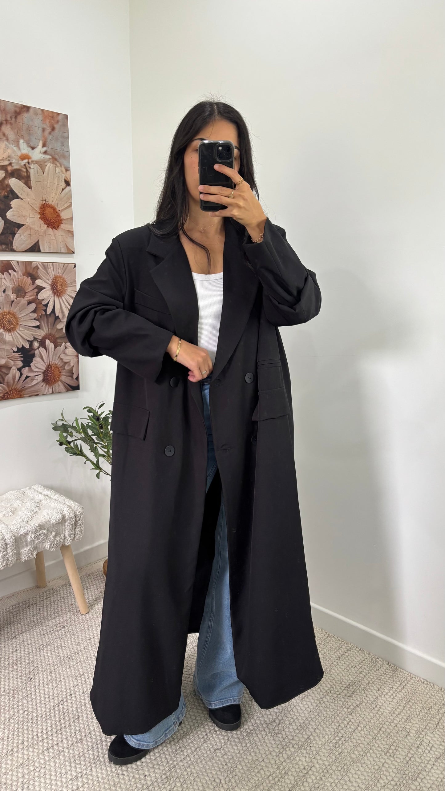 Veste blazer long - Noir