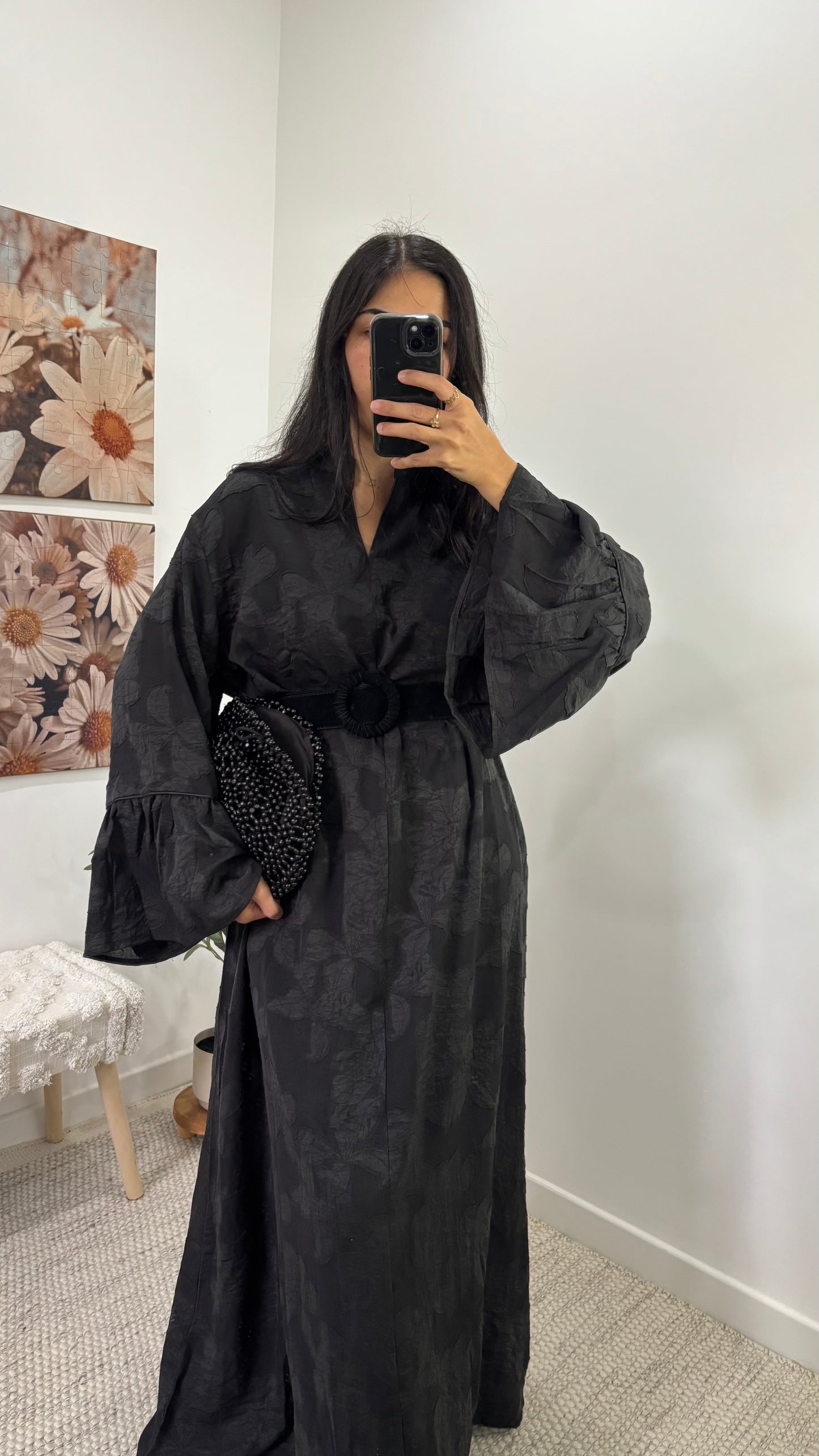 Robe fleurie - Noir