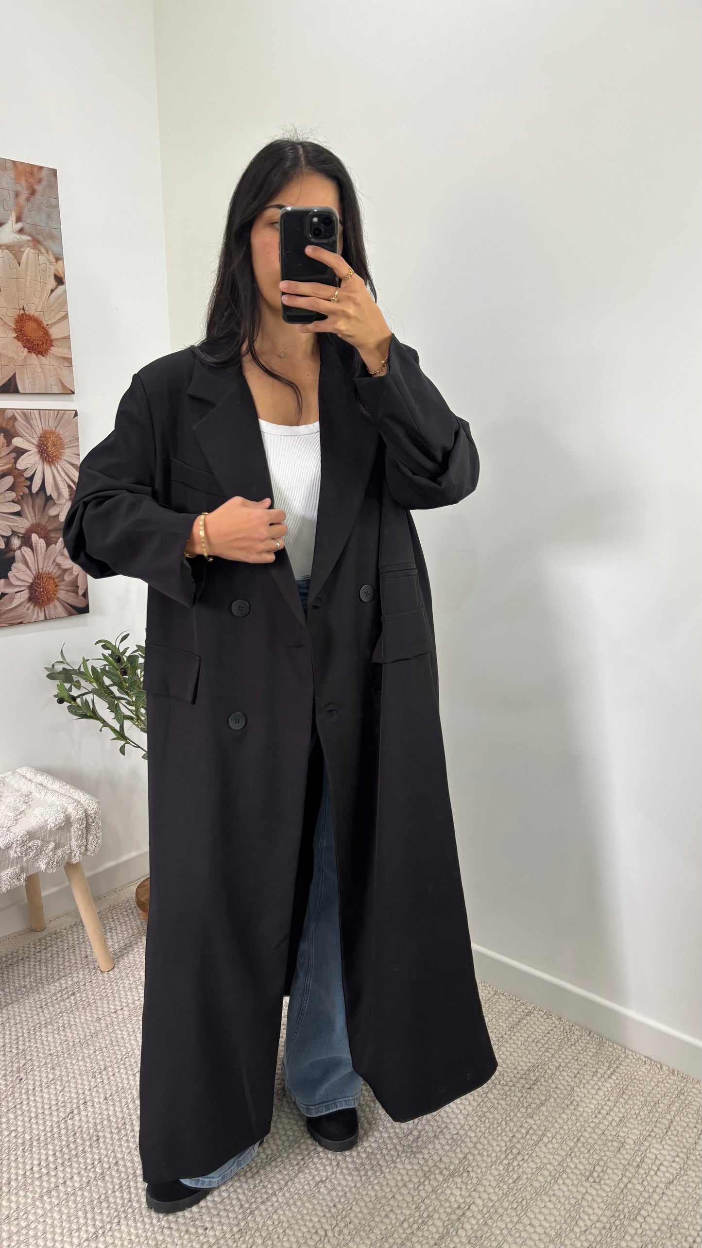 Veste blazer long - Noir