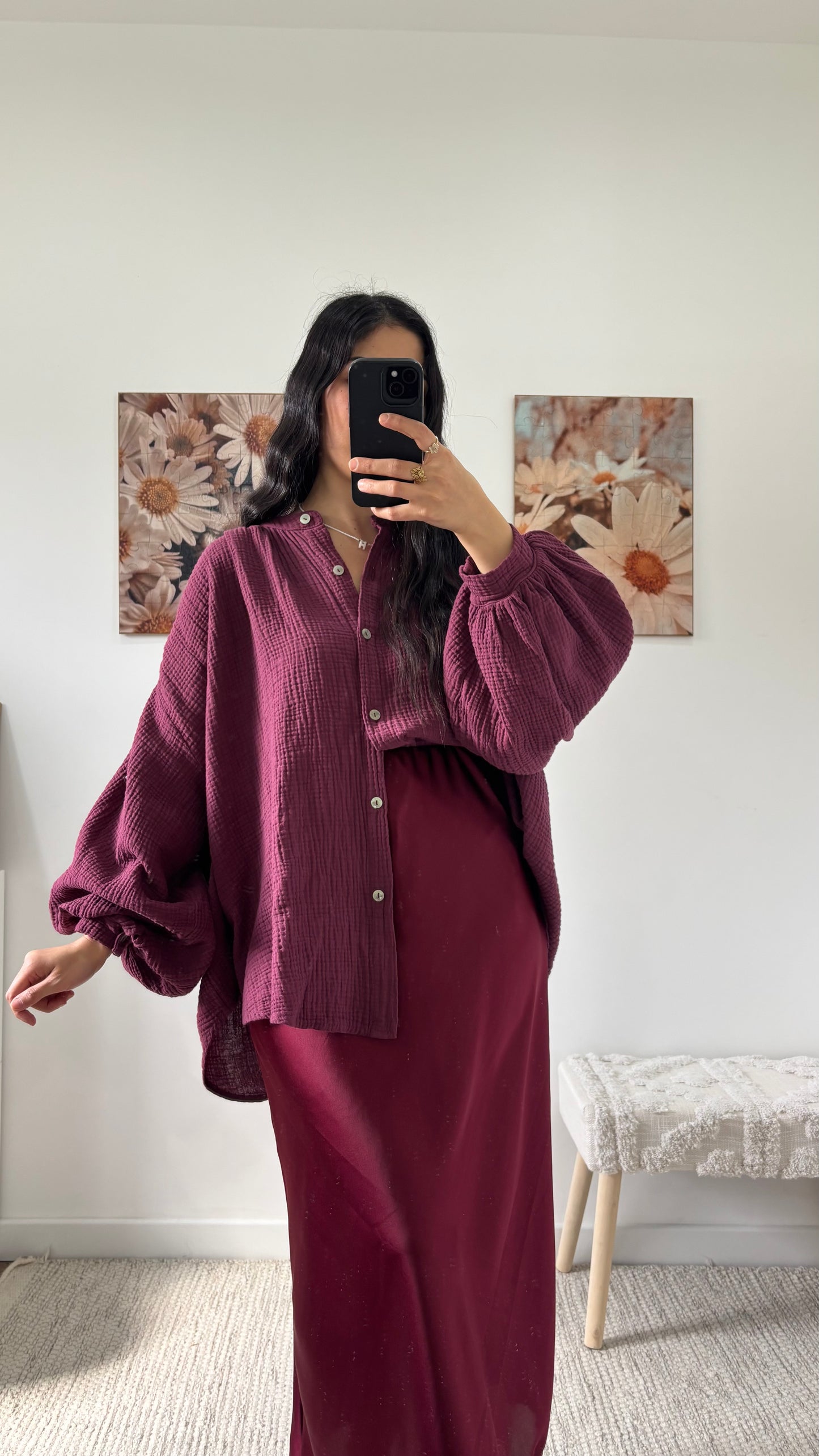 Chemise gaze bordeaux