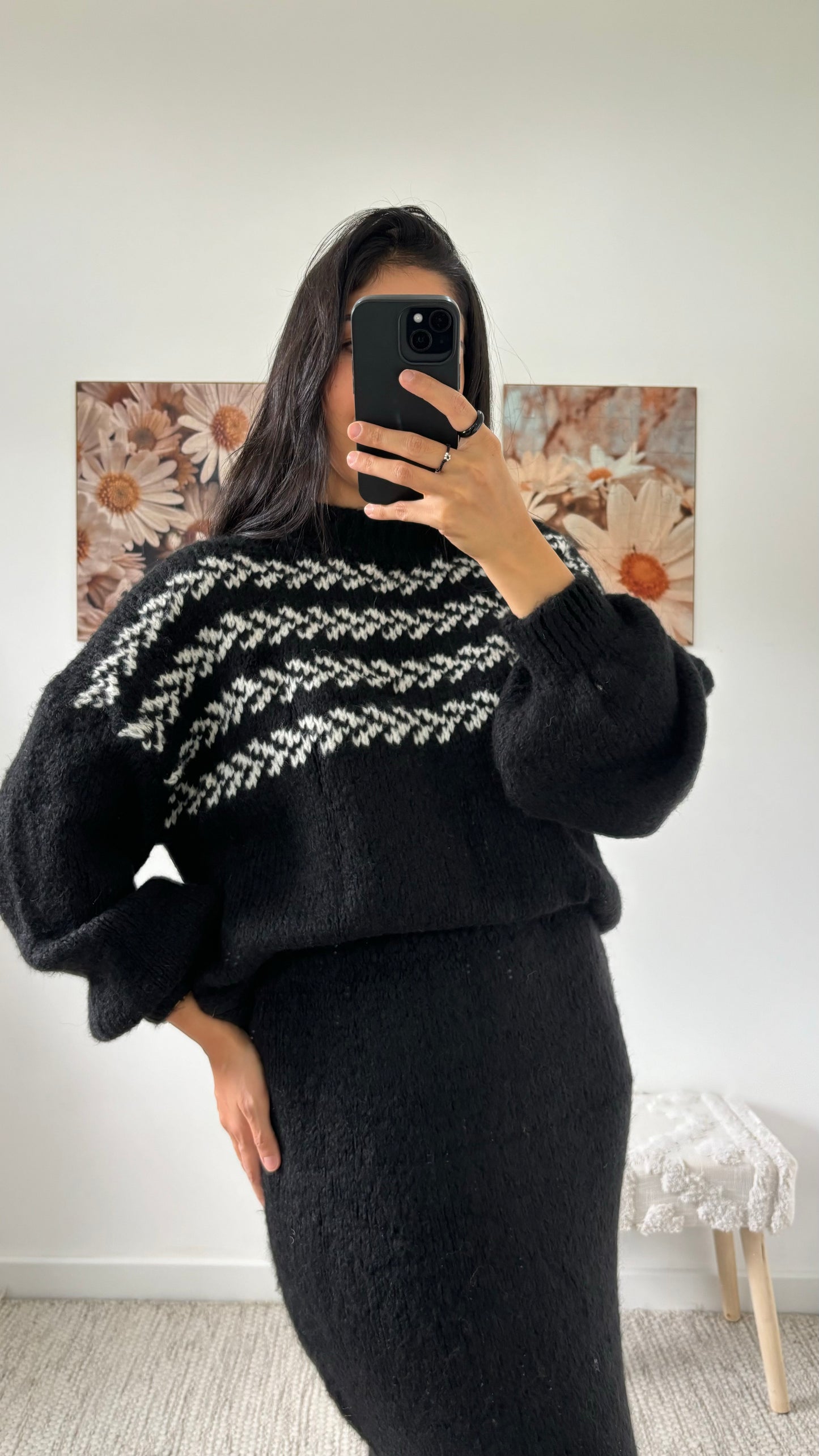 Pull maille noir