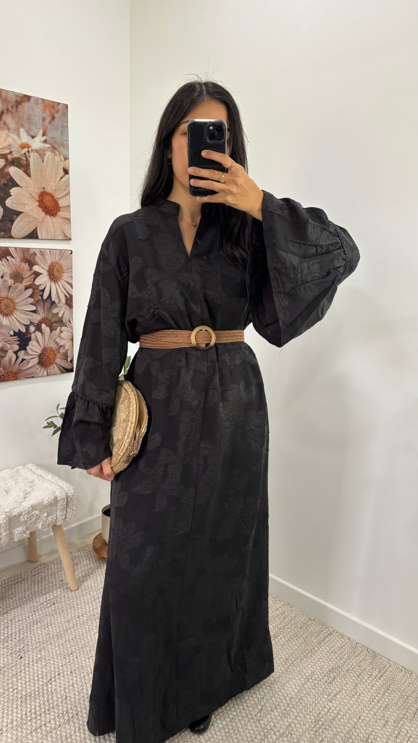 Robe fleurie - Noir