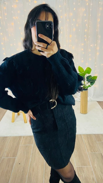 Jupe velours côtelée