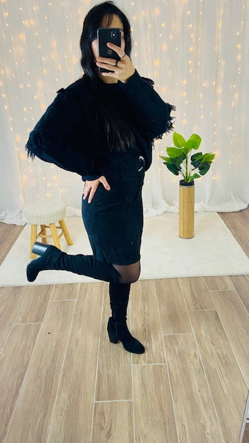 Jupe velours côtelée